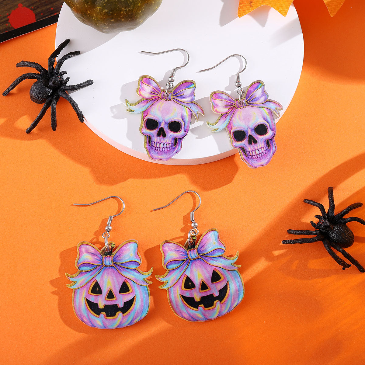 Wholesale  Acrylic Gothic Pumpkin Pendant Earrings
